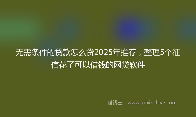 无需条件的贷款怎么贷2025年推荐，整理5个征信花了可以借钱的网贷软件
