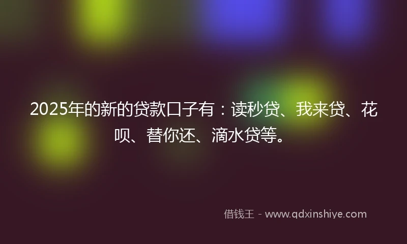 2025年的新的贷款口子有：读秒贷、我来贷、花呗、替你还、滴水贷等。