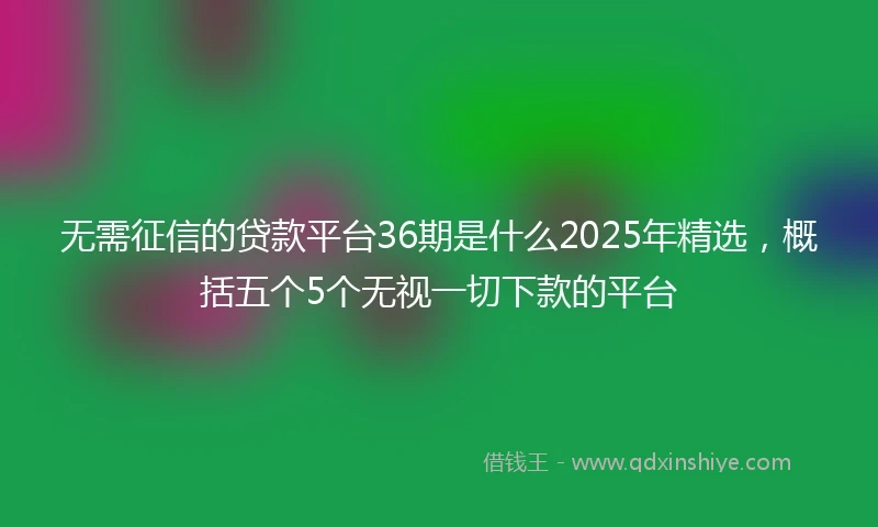 无需征信的贷款平台36期是什么2025年精选，概括五个5个无视一切下款的平台