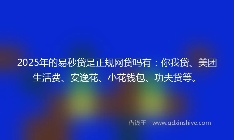 2025年的易秒贷是正规网贷吗有：你我贷、美团生活费、安逸花、小花钱包、功夫贷等。