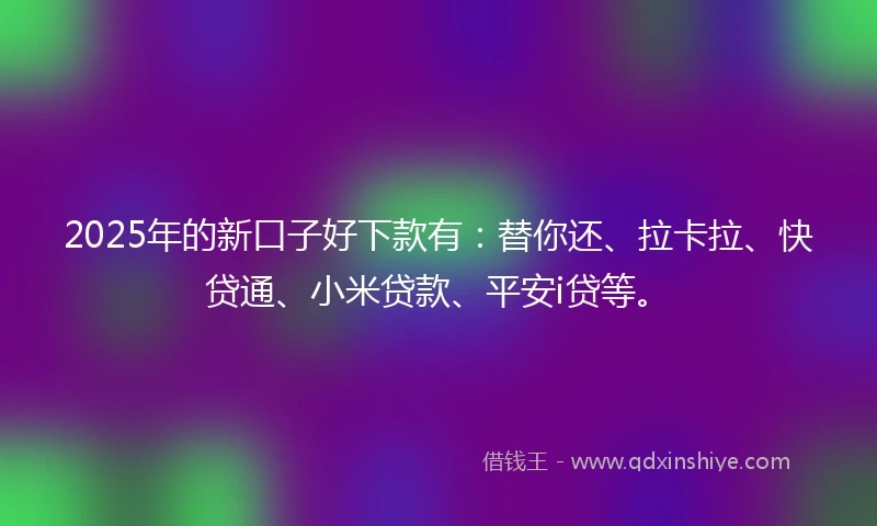 2025年的新口子好下款有：替你还、拉卡拉、快贷通、小米贷款、平安i贷等。
