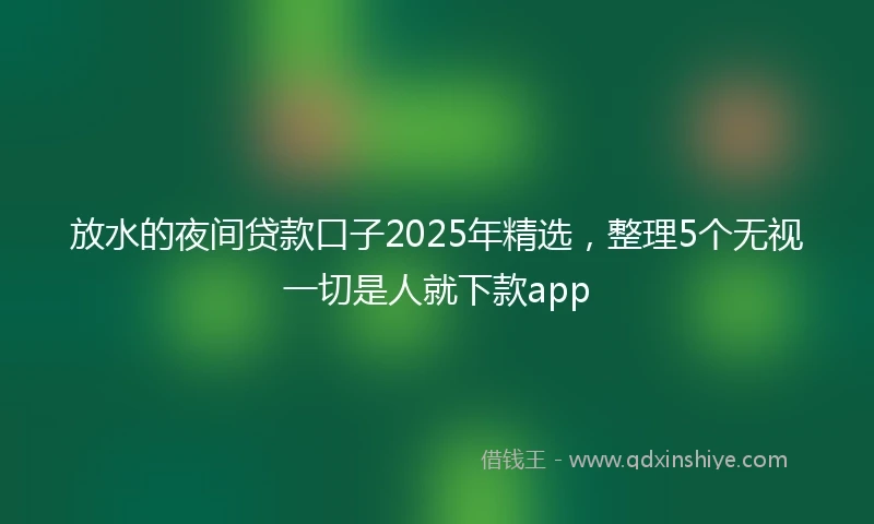 放水的夜间贷款口子2025年精选，整理5个无视一切是人就下款app