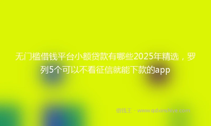 无门槛借钱平台小额贷款有哪些2025年精选，罗列5个可以不看征信就能下款的app