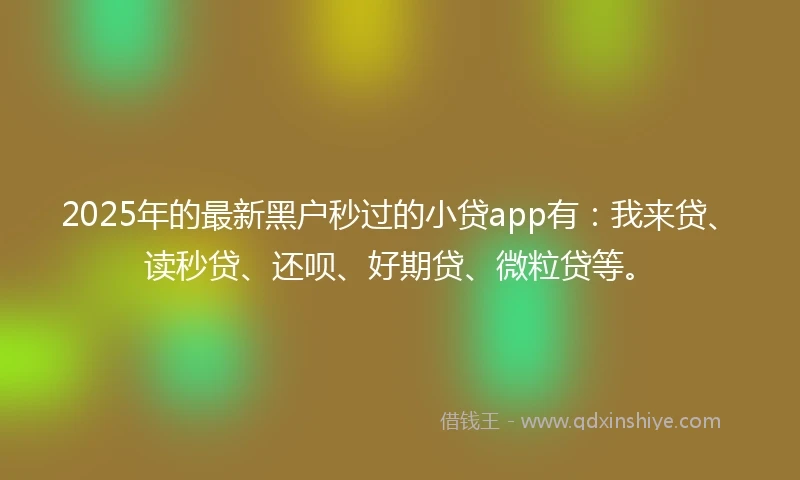 2025年的最新黑户秒过的小贷app有：我来贷、读秒贷、还呗、好期贷、微粒贷等。