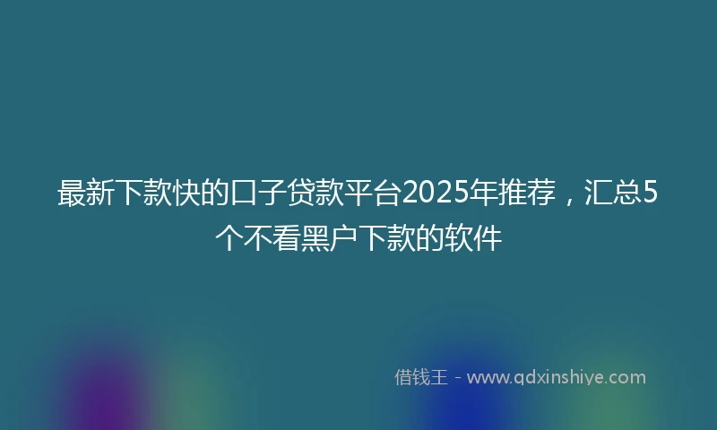 最新下款快的口子贷款平台2025年推荐，汇总5个不看黑户下款的软件