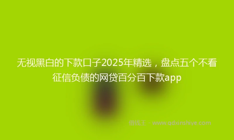 无视黑白的下款口子2025年精选，盘点五个不看征信负债的网贷百分百下款app