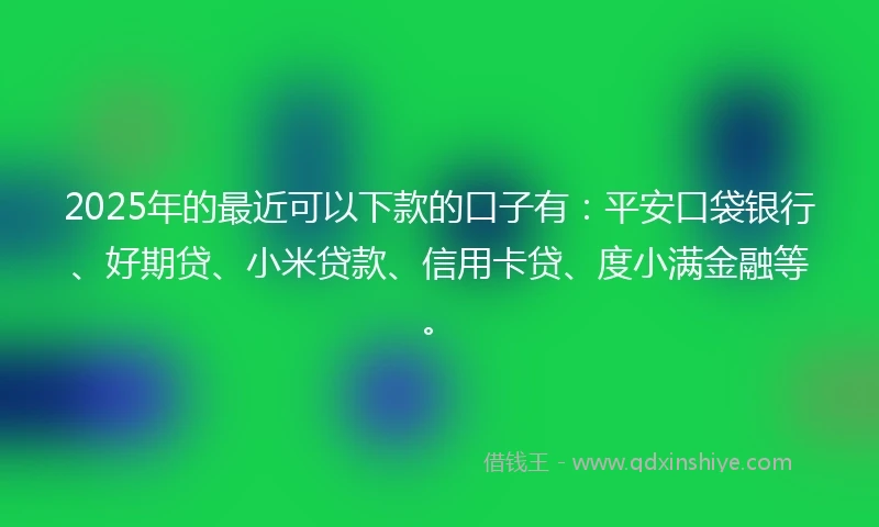 2025年的最近可以下款的口子有：平安口袋银行、好期贷、小米贷款、信用卡贷、度小满金融等。