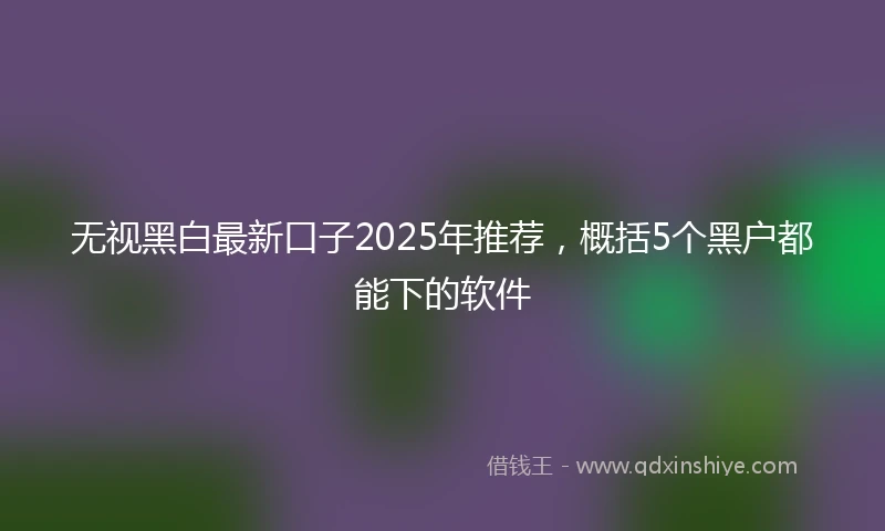 无视黑白最新口子2025年推荐,概括5个黑户都能下的软件