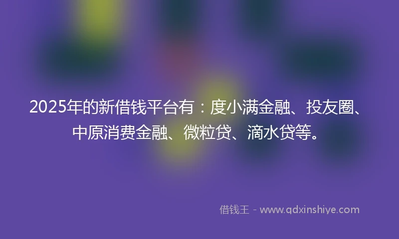 2025年的新借钱平台有：度小满金融、投友圈、中原消费金融、微粒贷、滴水贷等。
