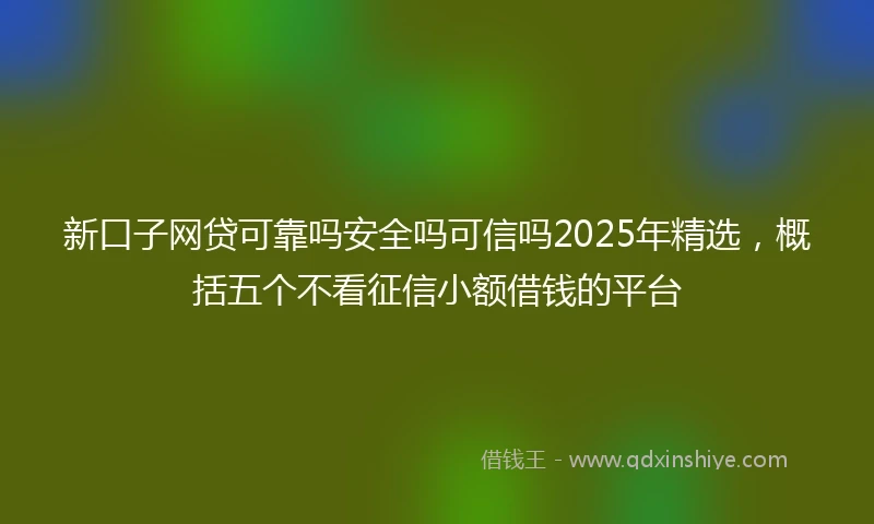 新口子网贷可靠吗安全吗可信吗2025年精选，概括五个不看征信小额借钱的平台