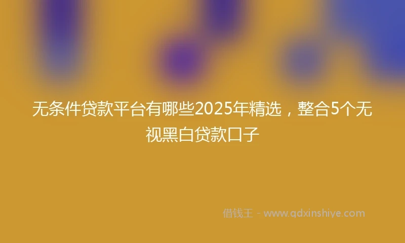 无条件贷款平台有哪些2025年精选，整合5个无视黑白贷款口子