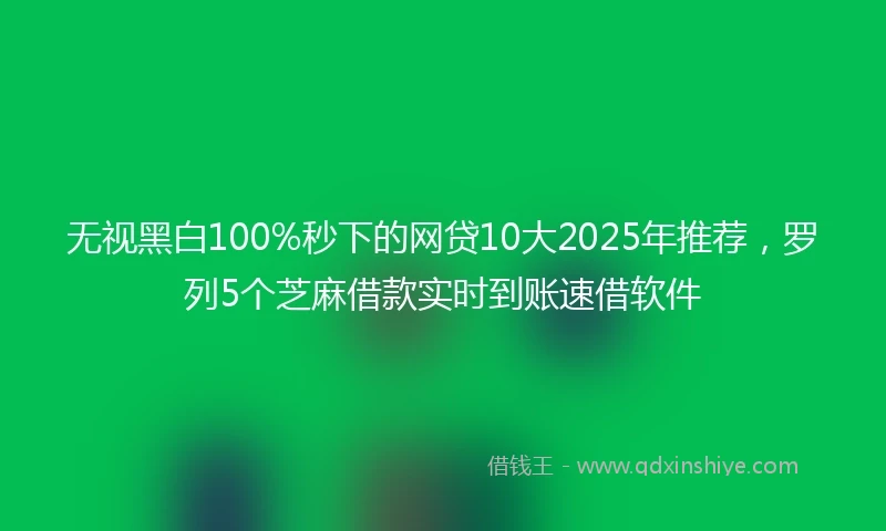 无视黑白100%秒下的网贷10大2025年推荐,罗列5个芝麻借款实时到账速借软件