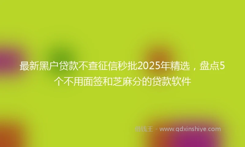 最新黑户贷款不查征信秒批2025年精选，盘点5个不用面签和芝麻分的贷款软件