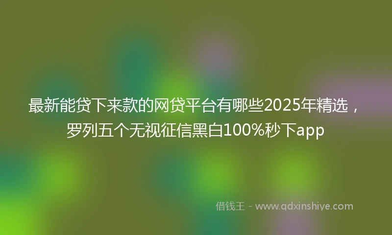 最新能贷下来款的网贷平台有哪些2025年精选，罗列五个无视征信黑白100%秒下app