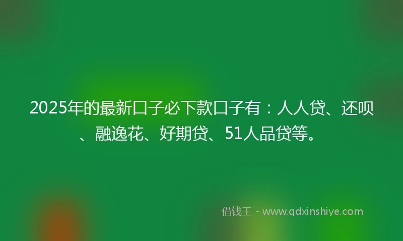 2025年的最新口子必下款口子有：人人贷、还呗、融逸花、好期贷、51人品贷等。