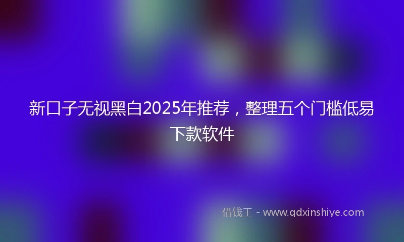 新口子无视黑白2025年推荐，整理五个门槛低易下款软件