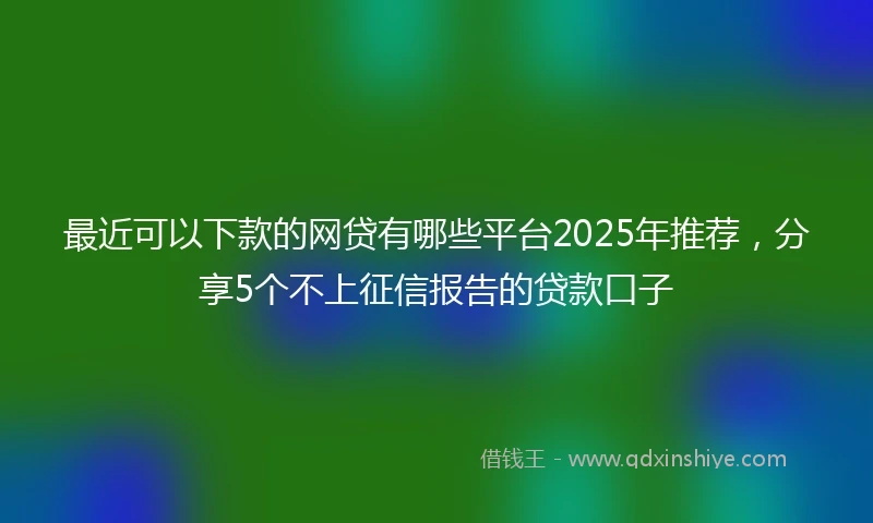 最近可以下款的网贷有哪些平台2025年推荐，分享5个不上征信报告的贷款口子