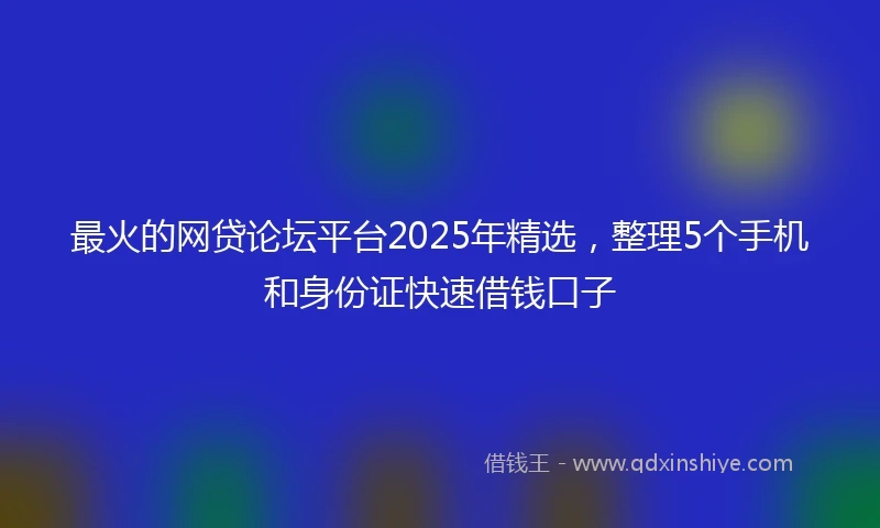 最火的网贷论坛平台2025年精选，整理5个手机和身份证快速借钱口子