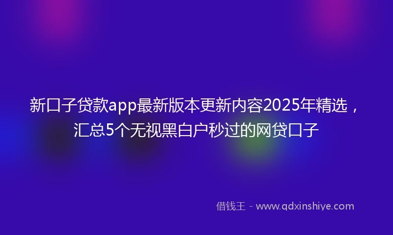 新口子贷款app最新版本更新内容2025年精选，汇总5个无视黑白户秒过的网贷口子