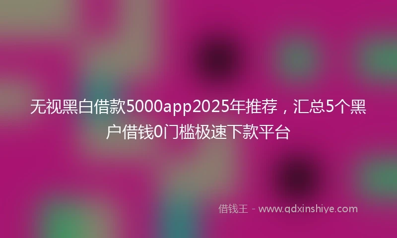 无视黑白借款5000app2025年推荐,汇总5个黑户借钱0门槛极速下款平台