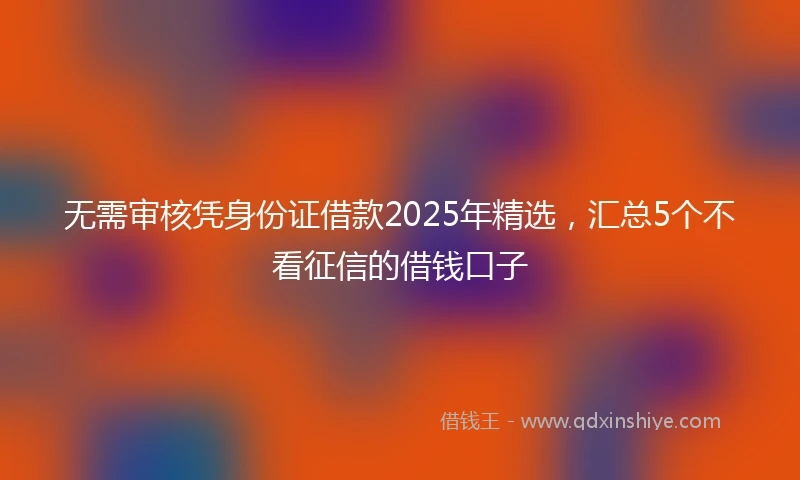 无需审核凭身份证借款2025年精选，汇总5个不看征信的借钱口子