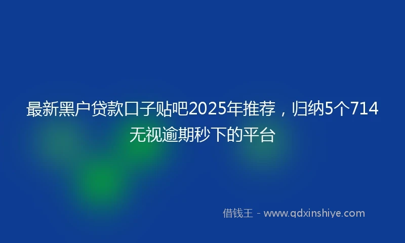 最新黑户贷款口子贴吧2025年推荐，归纳5个714无视逾期秒下的平台