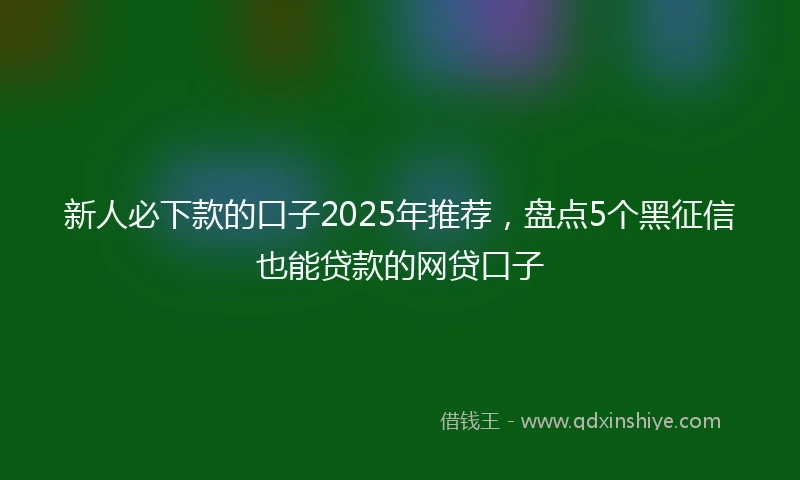 新人必下款的口子2025年推荐，盘点5个黑征信也能贷款的网贷口子