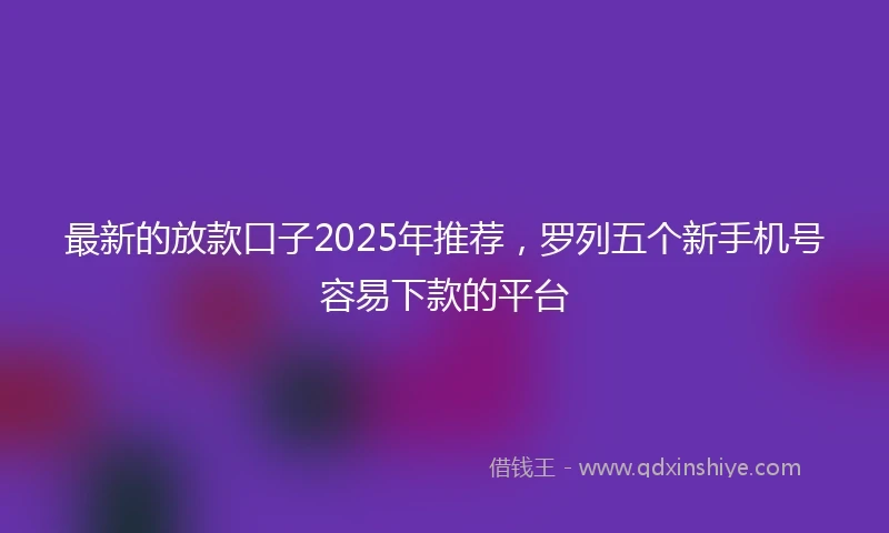 最新的放款口子2025年推荐，罗列五个新手机号容易下款的平台