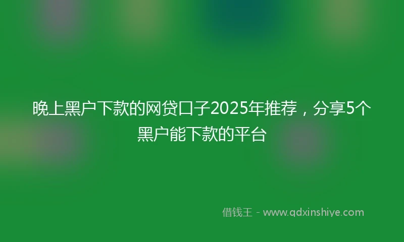 晚上黑户下款的网贷口子2025年推荐，分享5个黑户能下款的平台