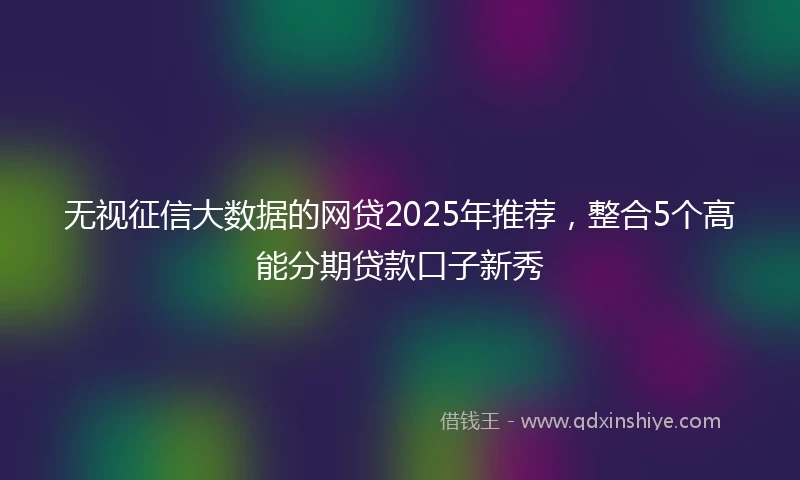 无视征信大数据的网贷2025年推荐，整合5个高能分期贷款口子新秀