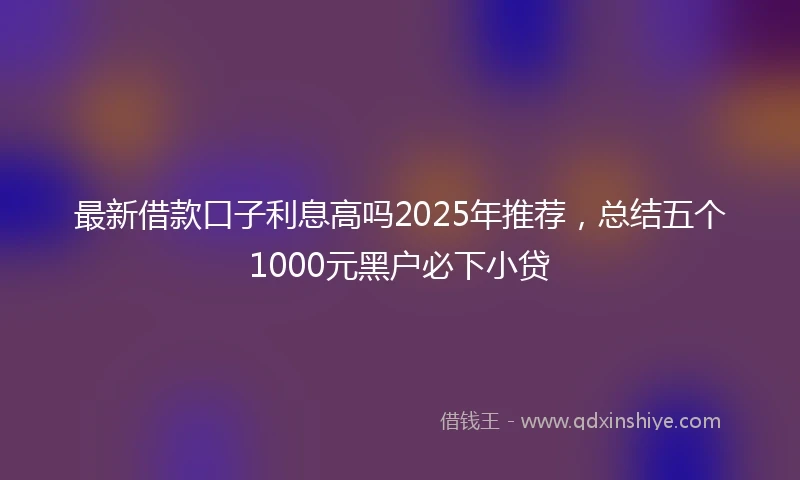 最新借款口子利息高吗2025年推荐，总结五个1000元黑户必下小贷