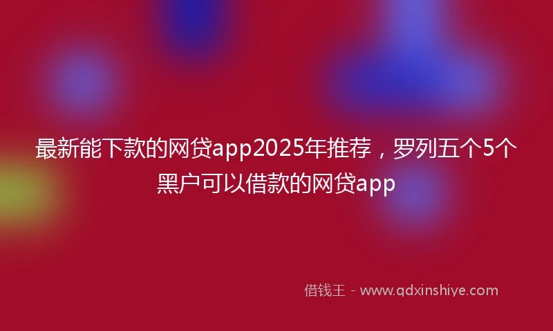 最新能下款的网贷app2025年推荐，罗列五个5个黑户可以借款的网贷app
