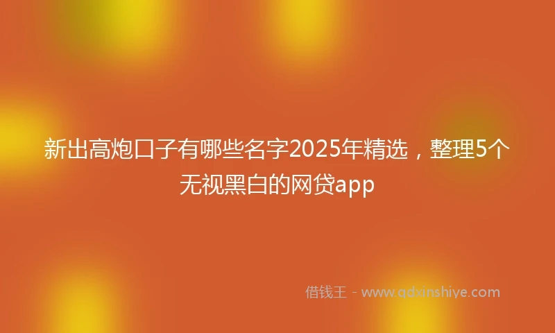 新出高炮口子有哪些名字2025年精选，整理5个无视黑白的网贷app
