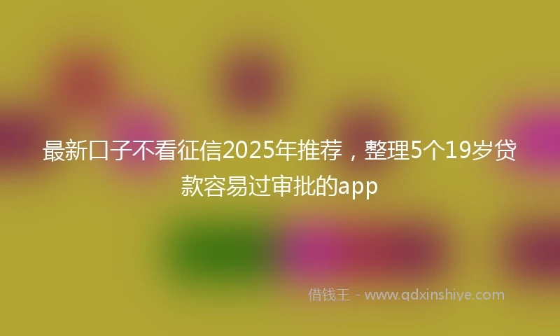 最新口子不看征信2025年推荐，整理5个19岁贷款容易过审批的app
