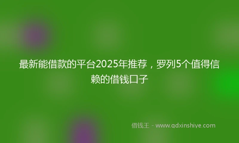 最新能借款的平台2025年推荐,罗列5个值得信赖的借钱口子