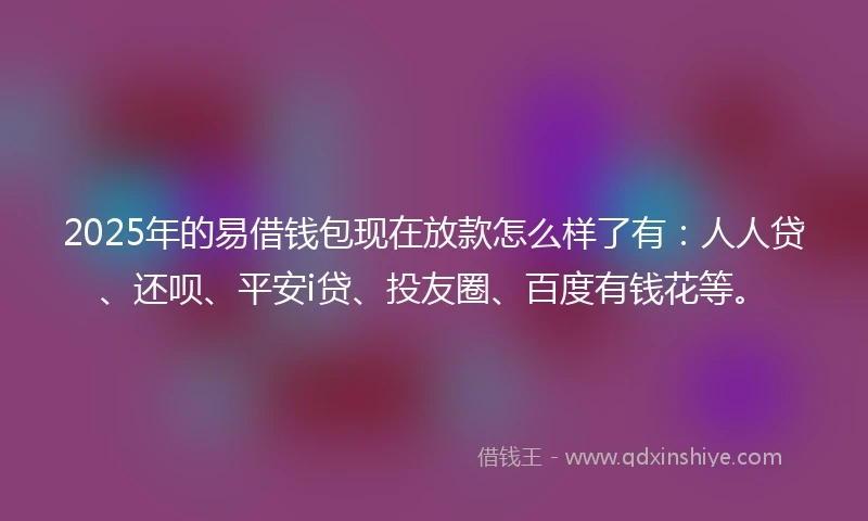 2025年的易借钱包现在放款怎么样了有：人人贷、还呗、平安i贷、投友圈、百度有钱花等。