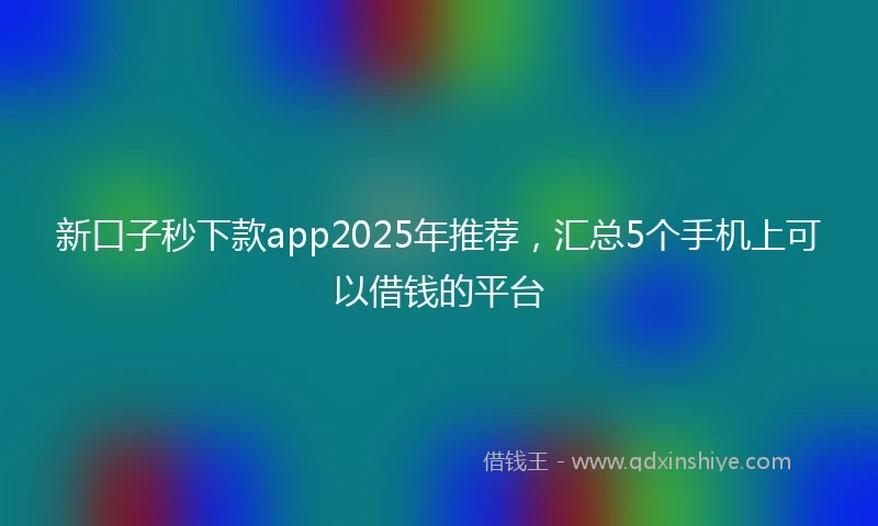 新口子秒下款app2025年推荐，汇总5个手机上可以借钱的平台