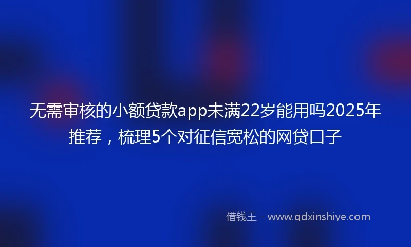 无需审核的小额贷款app未满22岁能用吗2025年推荐，梳理5个对征信宽松的网贷口子