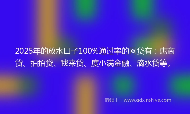 2025年的放水口子100%通过率的网贷有：惠商贷、拍拍贷、我来贷、度小满金融、滴水贷等。