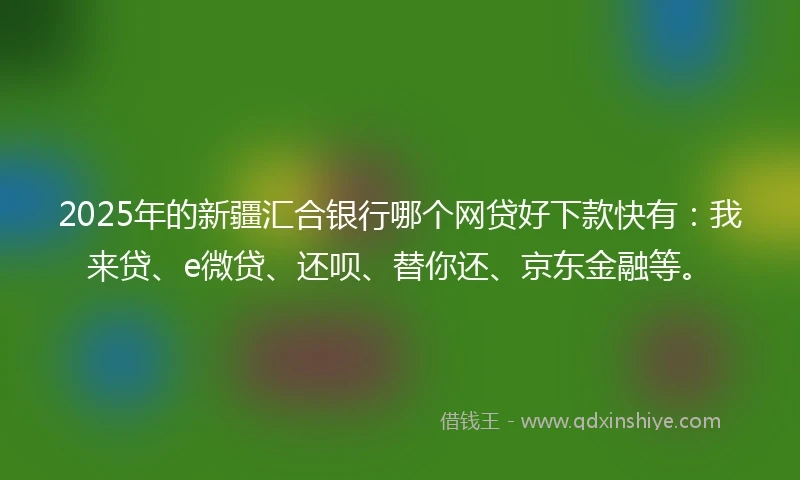 2025年的新疆汇合银行哪个网贷好下款快有：我来贷、e微贷、还呗、替你还、京东金融等。