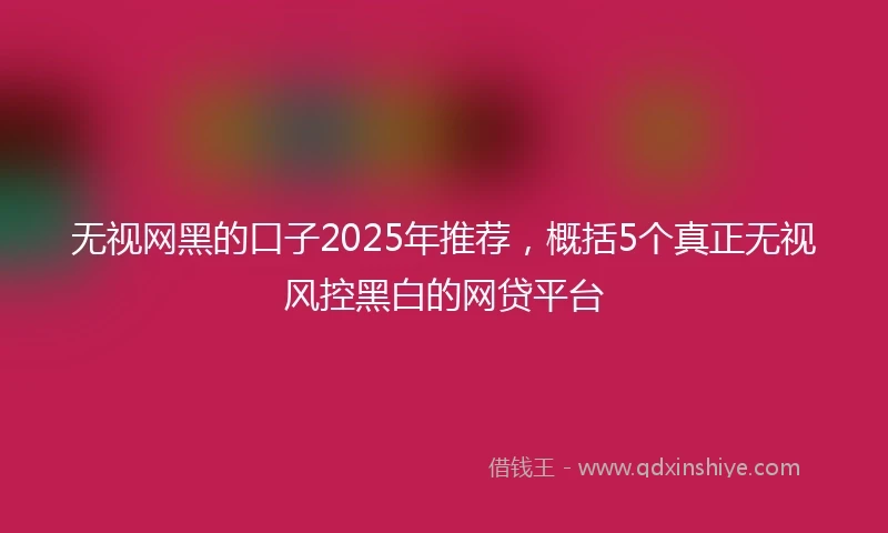 无视网黑的口子2025年推荐，概括5个真正无视风控黑白的网贷平台