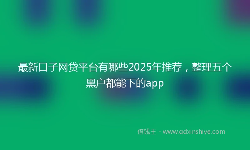 最新口子网贷平台有哪些2025年推荐，整理五个黑户都能下的app