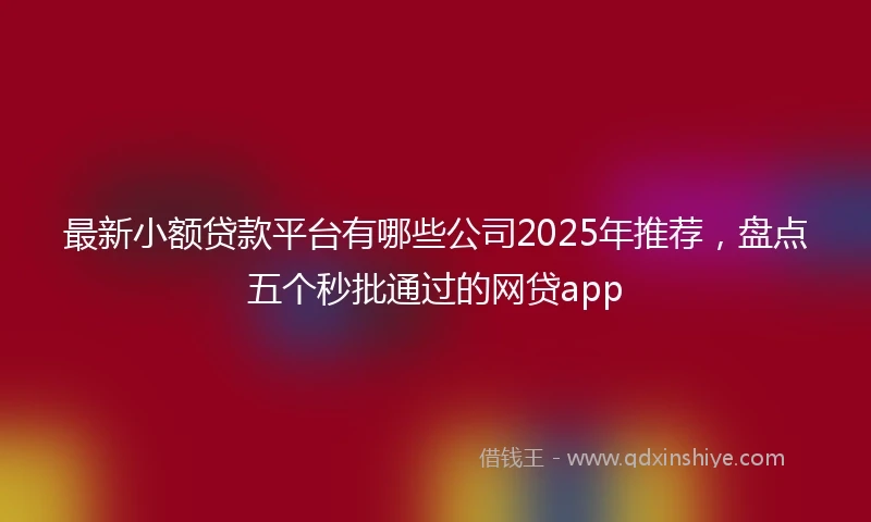 最新小额贷款平台有哪些公司2025年推荐，盘点五个秒批通过的网贷app
