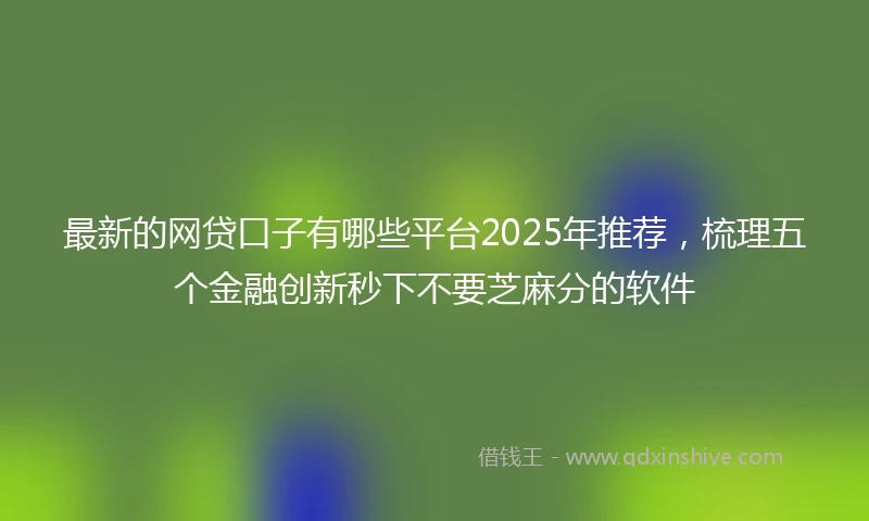 最新的网贷口子有哪些平台2025年推荐，梳理五个金融创新秒下不要芝麻分的软件