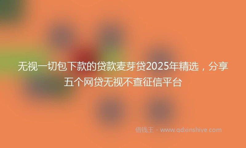 无视一切包下款的贷款麦芽贷2025年精选，分享五个网贷无视不查征信平台