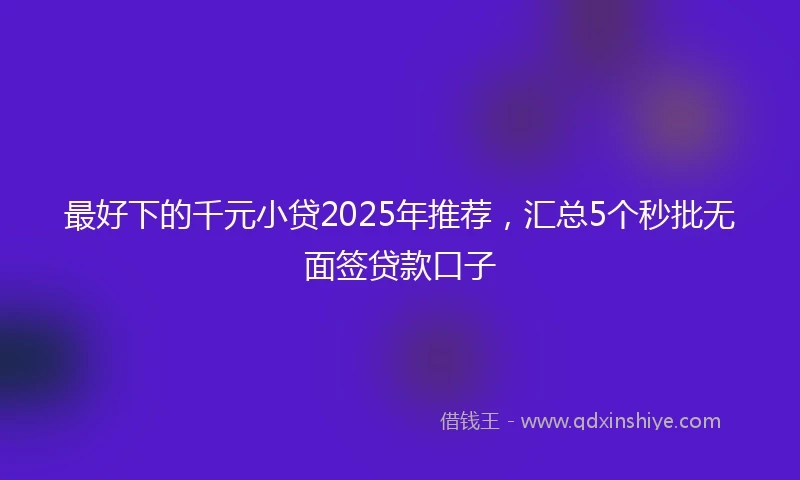 最好下的千元小贷2025年推荐,汇总5个秒批无面签贷款口子