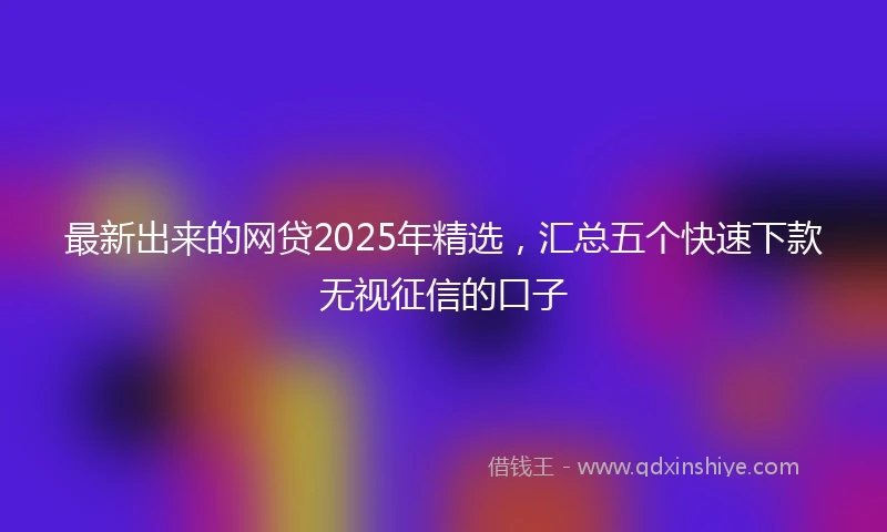 最新出来的网贷2025年精选，汇总五个快速下款无视征信的口子