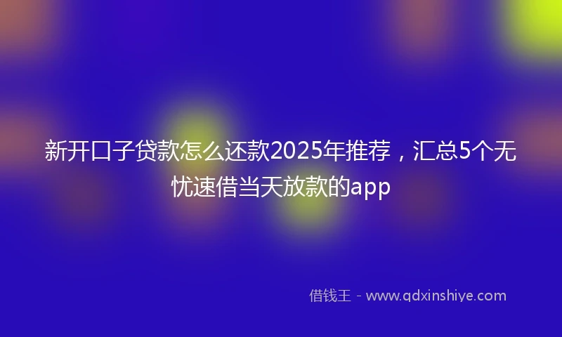 新开口子贷款怎么还款2025年推荐，汇总5个无忧速借当天放款的app