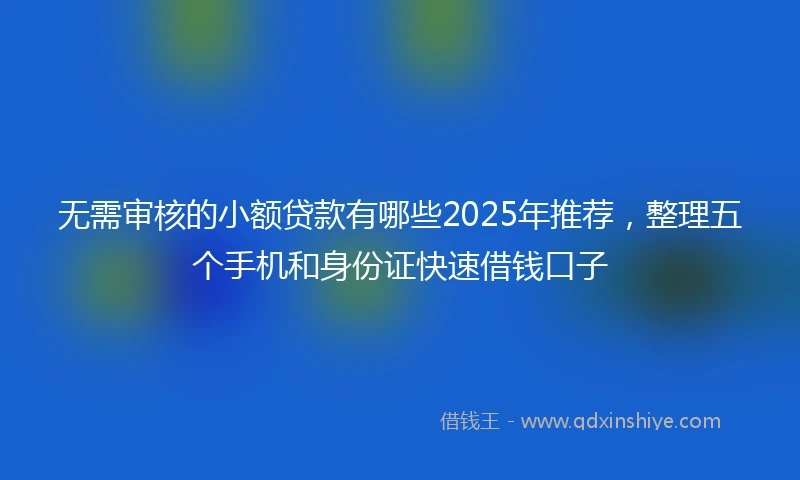 无需审核的小额贷款有哪些2025年推荐,整理五个手机和身份证快速借钱口子