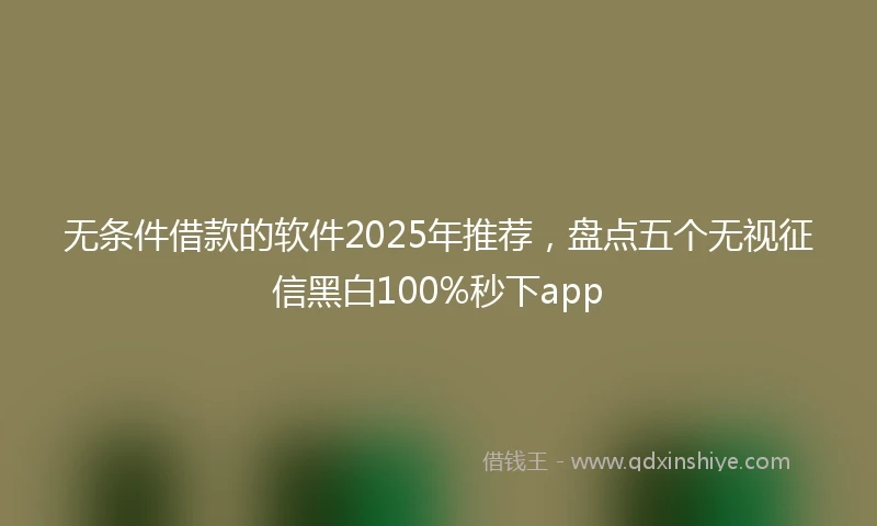 无条件借款的软件2025年推荐，盘点五个无视征信黑白100%秒下app